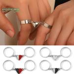 Graue Romantische Ringe mit Herz aus Metall für Damen zum Valentinstag 