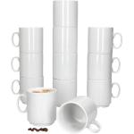 Weiße Kaffeebecher 250 ml glänzend aus Porzellan mikrowellengeeignet 12 Teile 