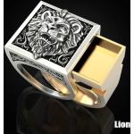 Silberne Casual Bicolor Ringe Löwen aus Vergoldet 18K für Damen zur Hochzeit 