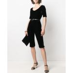 Reduzierte Schwarze Business Chanel Nachhaltige U-Ausschnitt Kurze Overalls Weltall aus Elastan für Damen Größe S 