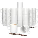 Weiße Kaffeebecher 250 ml glänzend aus Porzellan mikrowellengeeignet 24 Teile 