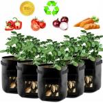 5 Stück Pflanzen Tasche, Kartoffel Pflanzsack 7 Gallonen mit Griffen und Sichtfenster, AtmungsaktivBeutel Gemüse Grow Bag Pflanztasche für Karotten/Zwiebeln/Gemüse (Schwarz)