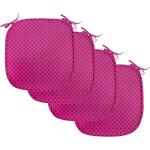 ABAKUHAUS Hot Pink Polster für Esszimmerstühle, Pop-Art inspiriert Dots, Dekoratives wasserfestes Kissen mit Riemen für Küchensitze, 40 cm x 40 cm-4er Pack, Hot Pink Schwarz