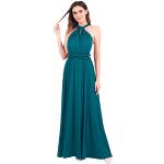Reduzierte Blaue Boho Maxi V-Ausschnitt Rückenfreie Abendkleider für Damen Größe S für die Brautjungfern 