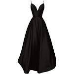 Schwarze Gestreifte Sexy Langärmelige Maxi V-Ausschnitt Ballkleider mit Pailletten aus Spitze für Damen Größe L für die Brautjungfern 