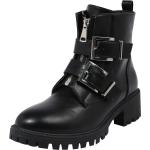 Schwarze About You Blockabsatz Stiefel mit Absatz Reißverschluss aus Kunstleder für Damen Größe 38 mit Absatzhöhe bis 3cm 
