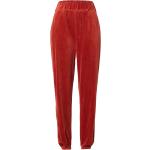 Rote Loose Fit High Waist Hosen aus Samt für Damen Größe XS 