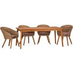 Braune Mediterrane ACAMP Gartenmöbel-Sets & Gartenmöbel Garnituren aus Teakholz 5 Teile für 6 Personen 