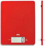 ADE Digitale Küchenwaage KE 1800-1 Leonie (Elektronische Waage für Küche und Haushalt, extrem flach, präzises Wiegen bis 5 kg, Zuwiegefunktion) rot