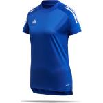 Blaue Kurzärmelige Atmungsaktive adidas Condivo Damensportshirts aus Polyester Größe XS 