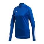 Blaue Langärmelige Atmungsaktive adidas Condivo Stehkragen Trainingspullover & Sportpullover aus Polyester für Damen Größe XS 