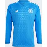 Blaue Langärmelige adidas Performance DFB V-Ausschnitt Deutschland Trikots Deutschland aus Polyester für Herren Größe L 
