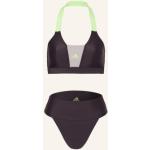 Hellgrüne Color Blocking adidas Sportswear Neckholder Bikinis aus Elastan für Damen Größe XS 