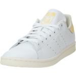 Weiße adidas Stan Smith Flache Sneaker Schnürung aus Kunstleder für Damen Größe 38,5 mit Absatzhöhe bis 3cm 