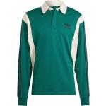 Dunkelgrüne Gestreifte Color Blocking Langärmelige adidas Langarm Poloshirts aus Baumwolle für Herren Größe S 