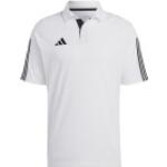 Weiße Kurzärmelige adidas Tiro 23 Kurzarm Poloshirts aus Baumwolle Größe M 