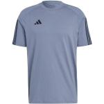 Graue Kurzärmelige adidas Tiro 23 T-Shirts aus Baumwolle Größe M 