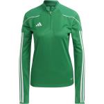 Grüne Langärmelige Atmungsaktive adidas Tiro 23 Stehkragen Trainingspullover & Sportpullover aus Polyester für Damen Größe L 