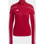 Rote Langärmelige Atmungsaktive adidas Tiro 23 Stehkragen Trainingspullover & Sportpullover aus Polyester für Damen Größe L 