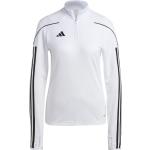 Weiße Langärmelige Atmungsaktive adidas Tiro 23 Stehkragen Trainingspullover & Sportpullover aus Polyester für Damen Größe L 