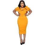 Gelbe Kurzärmelige Kleider mit Ärmel Afrika für Damen Größe 3 XL 
