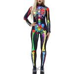 Reduzierte Print Meme / Theme Halloween Skelett Kostüme aus Elastan für Damen Größe L 
