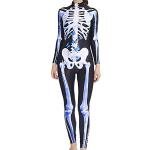 Reduzierte Schwarze Meme / Theme Halloween Skelett Kostüme aus Elastan für Damen Größe S 