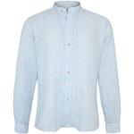 Almsach Herren Trachten Leinenhemd Stehbund Slim lightblue, Light-Blue, XL