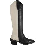 Schwarze Nachhaltige Blockabsatz Cowboystiefel & Westernstiefel aus Leder für Damen Größe 37 mit Absatzhöhe 5cm bis 7cm 