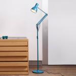 Blaue Industrial Anglepoise LED Stehlampen aus Gusseisen 
