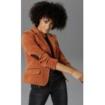 Braune Casual ANISTON Blazer mit Ellenbogen Patches aus Kunstleder für Damen Größe M 
