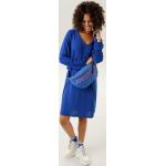 Blaue Casual Langärmelige ANISTON Mini V-Ausschnitt Partykleider aus Jersey maschinenwaschbar für Damen Größe S 