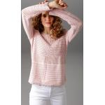 Rosa Casual ANISTON Rundhals-Auschnitt Feinstrickpullover aus Baumwolle maschinenwaschbar für Damen Größe M 