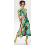 Bunte Blumen Casual ANISTON Wadenlange | Midi V-Ausschnitt Frühlingskleider aus Jersey maschinenwaschbar für Damen Größe XL 