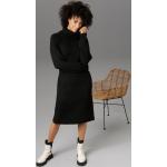 Schwarze Casual ANISTON Rollkragen Winterkleider aus Kunstfaser maschinenwaschbar für Damen Größe L 