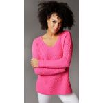 Pinke Casual ANISTON V-Ausschnitt Feinstrickpullover aus Baumwolle maschinenwaschbar für Damen Größe M 