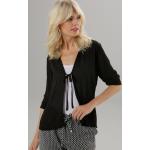 Schwarze Langärmelige ANISTON Transparente Blusen & durchsichtige Blusen aus Polyester maschinenwaschbar für Damen Größe S 
