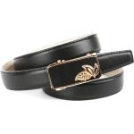 Schwarze Anthoni Crown Koppelgürtel mit Glitzer aus Leder für Damen Größe XL Länge 100 