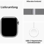 Silberne Apple Watch Smartwatches aus Edelstahl mit Milanaise-Armband 