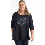 Schwarze Print Klassische aprico T-Shirts für Damen Größe XL Große Größen 