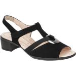 Schwarze Ara HighSoft Blockabsatz T-Steg Sandaletten aus Veloursleder mit herausnehmbarem Fußbett für Damen mit Absatzhöhe 5cm bis 7cm 