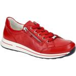 Rote Ara Osaka Flache Sneaker Schnürung aus Glattleder mit herausnehmbarem Fußbett für Damen 