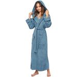 Blaue Arus Bio Lange Bademäntel aus Baumwolle für Damen Größe S 