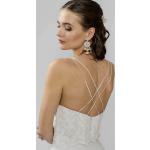 Weiße Romantische Nachhaltige Brautkleider & Hochzeitskleider Blumen aus Baumwolle für Damen Größe XXL zur Hochzeit 