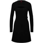 Schwarze Langärmelige HUGO BOSS HUGO Winterkleider aus Elastan für Damen Größe L 
