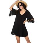 Reduzierte Schwarze Boho V-Ausschnitt Strandkleider Handwäsche für Damen Größe L 