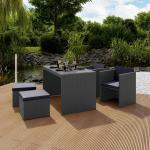 Anthrazite Moderne Lounge Gartenmöbel aus Polyrattan winterfest 5 Teile 