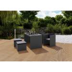 Anthrazite Moderne Lounge Gartenmöbel aus Polyrattan winterfest 5 Teile 