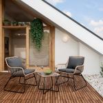 Anthrazite Moderne Balkonmöbelsets & Balkongarnituren aus Polyrattan 3 Teile 