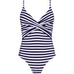 Marineblaue Bauchweg-Badeanzüge aus Elastan für Damen Größe S 